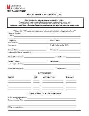 Financial Aid Application Form