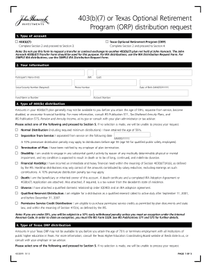 Contract executive summary template - 403(b)(7) or Texas ORP distribution form - John Hancock Investments