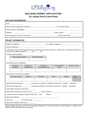 Building Permit Application for Single-Family Dwellings