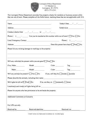 Lexington Police Department Property Check Request