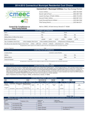 2014-2015 Connecticut Residential Cool Choice Rebate Form