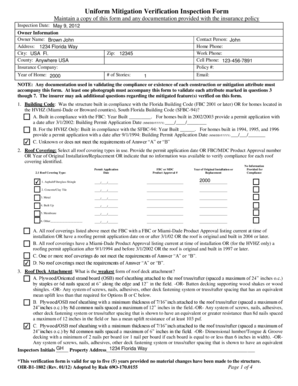 Florida Uniform Mitigation Verification Inspection Form