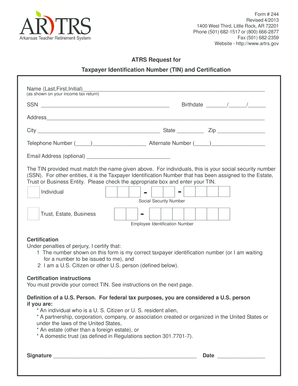 ATRS Request for Taxpayer Identification Number