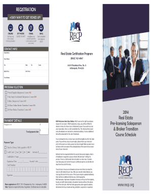 Indiana Real Estate Certification Program Registration Form