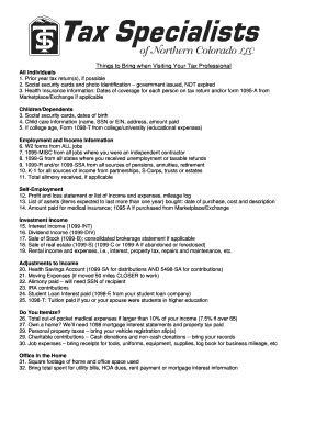 Tax Preparation Checklist