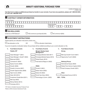 Annuity Additional Purchase Form