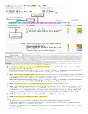 IRS Form 5498-SA 2012