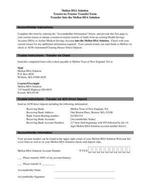 Mellon HSA Solution Trustee-to-Trustee Transfer Form