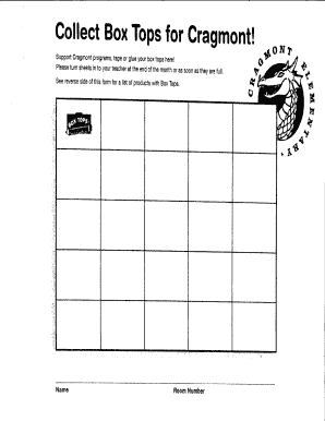 Box Tops for Education Collection Sheet