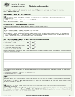 Statutory Declaration for PAYG Payment Summary