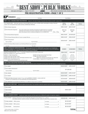 2014 APWA Congress Pre-Registration Form