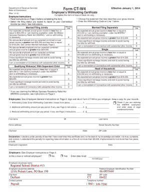 2014 Connecticut Withholding Form (CT-W4) - Regional School ... - rsd13ct