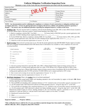 Florida Uniform Mitigation Verification Inspection Form