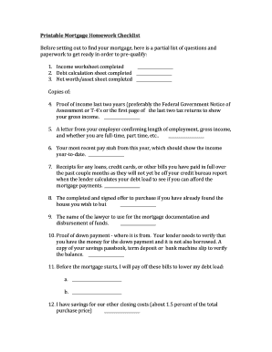 Mortgage Pre-Qualification Checklist