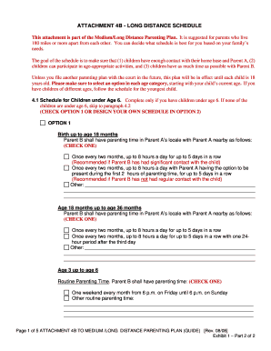 Long Distance Parenting Plan Schedule