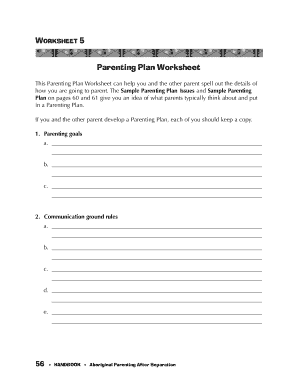 Parenting Plan Worksheet