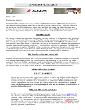 School Cafeteria Payment Instructions