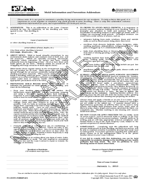 Mold Information and Prevention Addendum