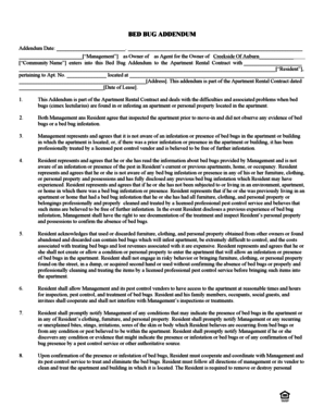 Bed Bug Addendum to Apartment Rental Contract