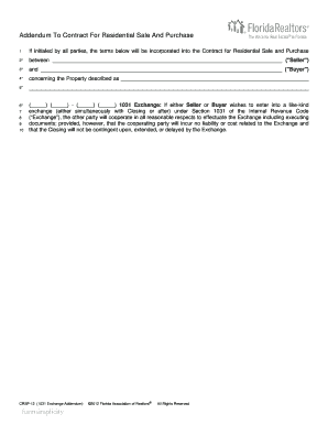 Addendum To Contract For Residential Sale And Purchase