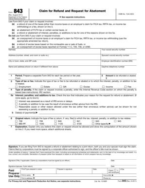 IRS Form 843 Claim for Refund and Request for Abatement