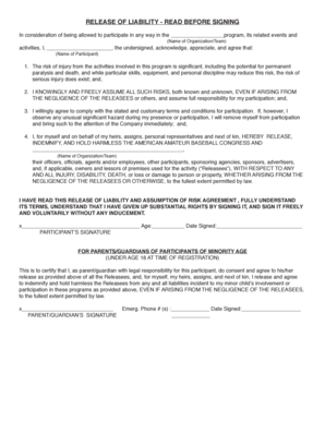 Release of Liability Agreement