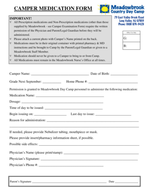 Camper Medication Permission Form