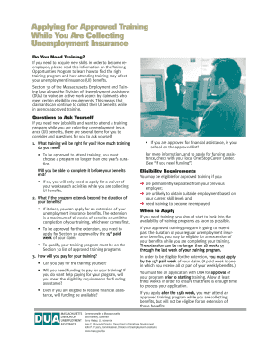 Massachusetts Unemployment Training Program Application