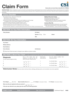 Pet Insurance Claim Form