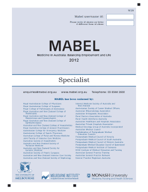 MABEL Specialist Survey Form