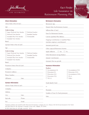 Life Insurance Retirement Planning Form