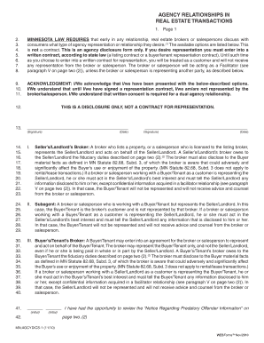 Minnesota Real Estate Agency Disclosure Form