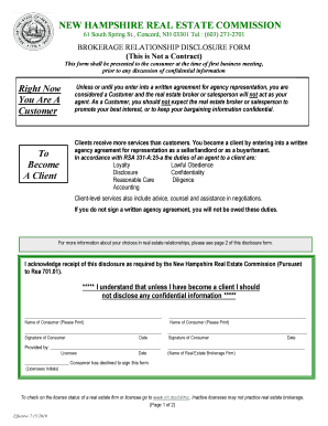 New Hampshire Brokerage Relationship Disclosure Form