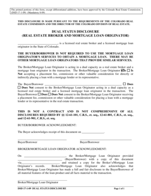 Colorado Dual Status Disclosure Form