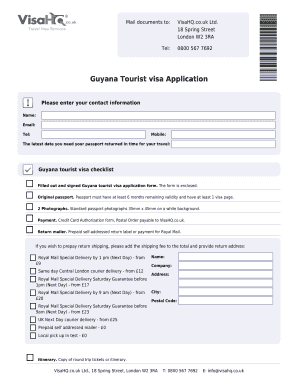 Guyana Tourist Visa Application