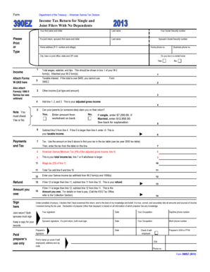 American Samoa Income Tax Return Form 390EZ