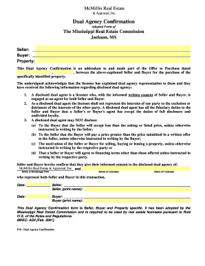 Dual Agency Confirmation Form