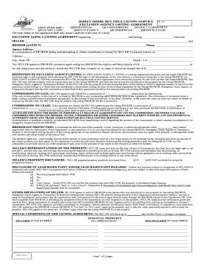 New Jersey Exclusive Agency Listing Agreement