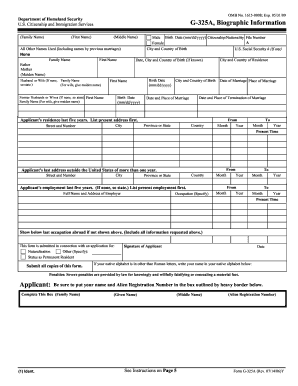 Form g325a - G-325A Biographic Information