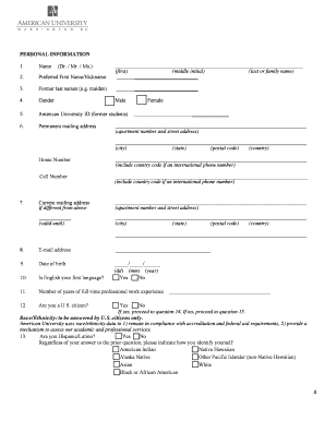American University Graduate Application Form