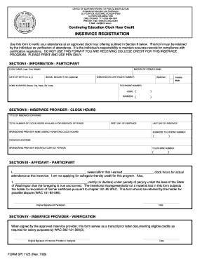 Washington Inservice Registration Form