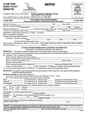 Foreign Service Benefit Plan Claim Form