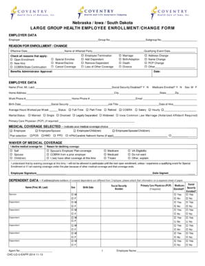 Large Group Health Employee Enrollment/Change Form