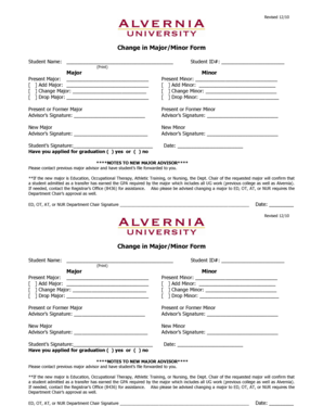 Change in Major/Minor Form