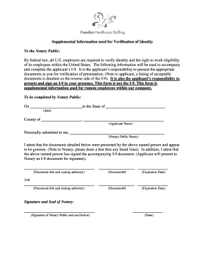 Supplemental I-9 Verification Form