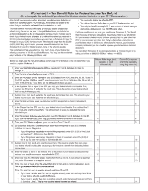 Montana Tax Benefit Rule for Federal Income Tax Refund