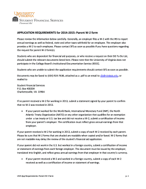 University of Virginia Parent W-2 Form