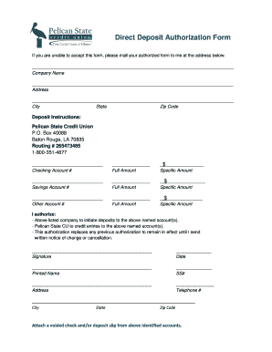 Pelican State CU Checking Account Switch Kit