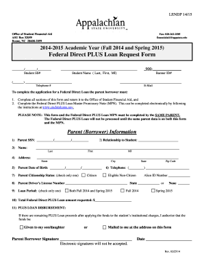Federal Direct PLUS Loan Request Form