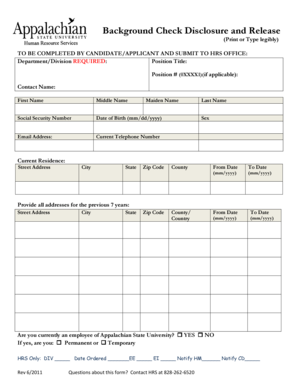 Background Check Disclosure and Release
